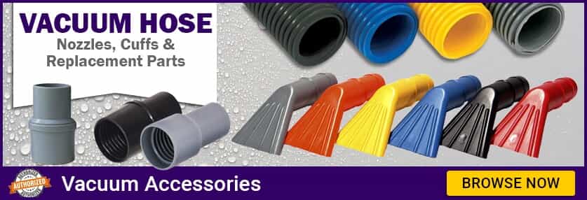 Selection of vacuum hoses and nozzles in a variety of color options