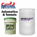 a bucket of national mean green and a drum of national shieldx