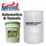 a bucket of national mean green and a drum of national shieldx