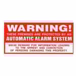 15012 Kleen-Rite Automatic Alarm System Sign - 4 Inch X 2 Inch