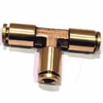 Kleen-Rite 20-028 Brass Pushlock Polytube Tee Fitting - 1/4 Inch Tube x 1/4 Inch Tube X 1/4 Inch Tube Tee