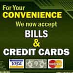 SIKR141 Kleen-Rite We Accept Bills and Credit Cards Sign - 12" x 12"