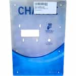 plastic faceplate with change text in block letters