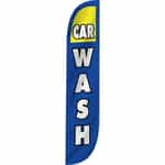 12' Car Wash Flag with blue and yellow background