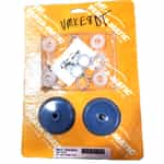 Yellow package with two blue plastic circles and smaller white circles