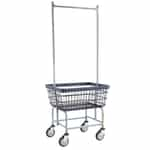 100E58-D7 RB Wire Products Laundry Cart - With Two Pole Rack