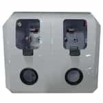 cabinet component with 2 cutouts for buttons
