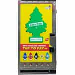 vending machine with yellow little trees decal and credit card tap reader installed