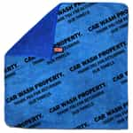 blue towel with car wash property printed text