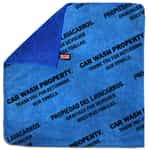 bilingual blue towel with car wash property printed text