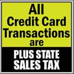 yellow and black credit card sales tax sign