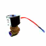 brass valve with red wire