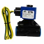 blue and black valve with green and yellow wire