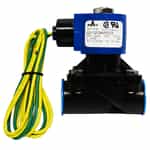 blue and black valve with yellow and green cord