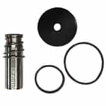 black rubber circle and metal cylinder