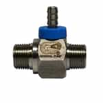 silver and blue injector