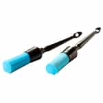 two black brushes with blue bristles