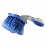 brush with blue bristles and blue and white handle