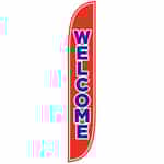 12 ft Car Wash Flag - Welcome (Red with Blue Lettering)