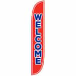 12 ft Car Wash Flag - Welcome (Red with Blue Lettering)