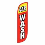 Red and Yellow Flag with White Car Wash Lettering