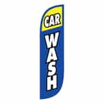 Blue and Yellow Flag with White Car Wash Lettering