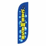 Blue Car Wash Flag with Bubbles and Yellow Lettering