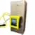 steel box with a yellow credit card reader installed