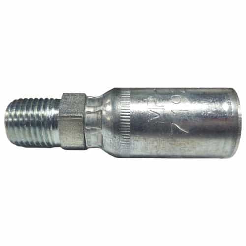 Rigid Crimp Fitting, 1/4" NPT Male x 1/4" Hose - MP-04-04