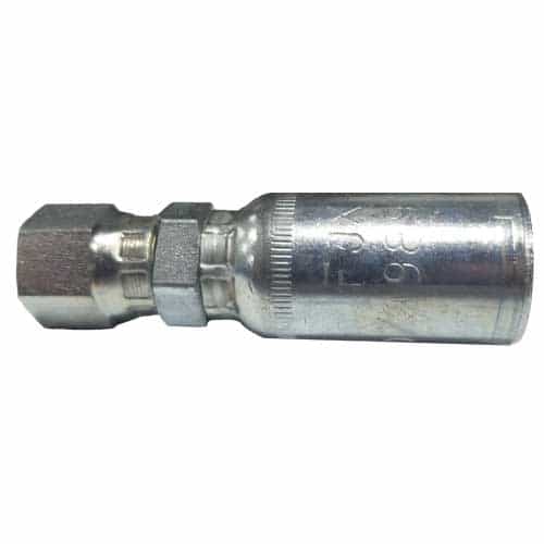 FJX-04-04 Crimpable Hose Swivel Fitting - 1/4" Hose x 1/4" JIC 37° Female