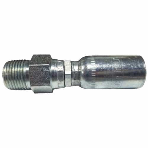 MPX-04-06 Carbon Steel Crimp Style Hose Fitting - 1/4" Hose x 3/8" NPTF