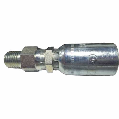 MPX-06-04 Crimpable Hose Swivel Fitting - 3/8" Hose x 1/4" NPTF Male Pipe