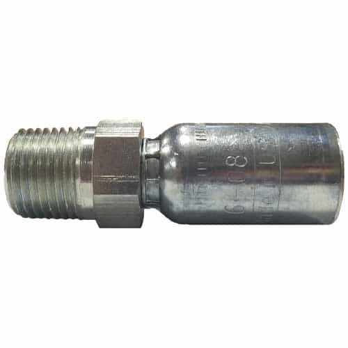 MP-06-08 Crimpable Hose Swivel Fitting - 3/8" Hose x 1/2" NPTF Male Pipe