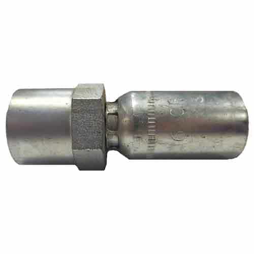 FP-06-08 Crimpable Hose Swivel Fitting - 3/8" Hose x 1/2" NPTF Female Pipe
