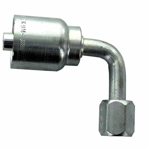 Parker 3/8 in Female JIC 37° Elbow Swivel Crimp Style Medium Drop Hydraulic Hose Fitting 1L943-6-6