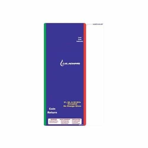 J.E. Adams 9200-1D-1-12 - Blue Faceplate Decal for Super Vac with Bill Validator & Digital Display