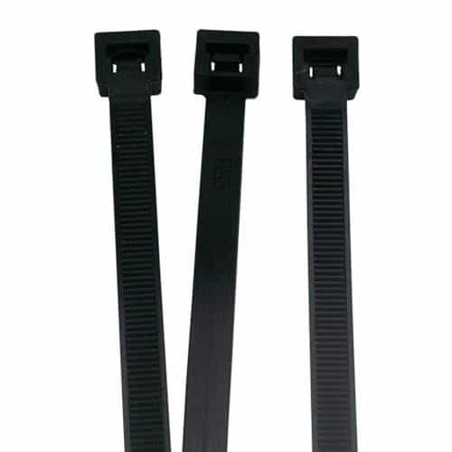 15 Inch Black Plastic Zip Ties - 100 Pack