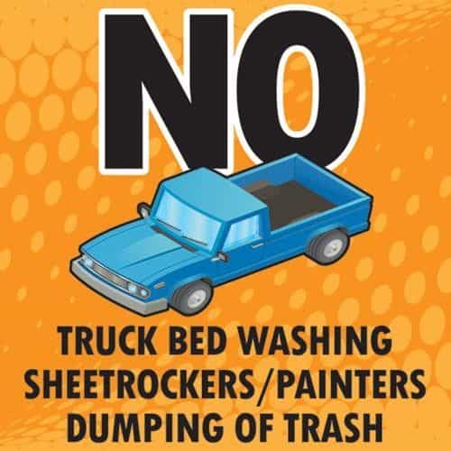 SIKR083 No Washing Truck Beds Sign