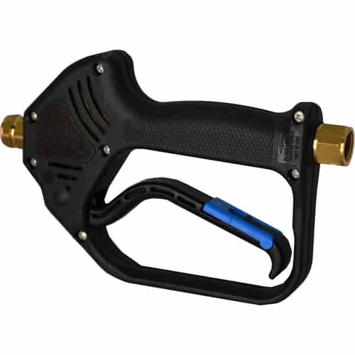 Black spray gun with blue trigger