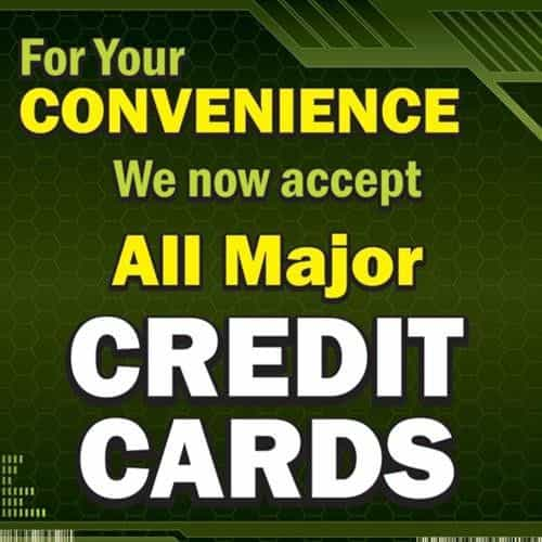 SIKR073 Kleen-Rite We Accept All Major Credit Cards Sign - 12" x 12"