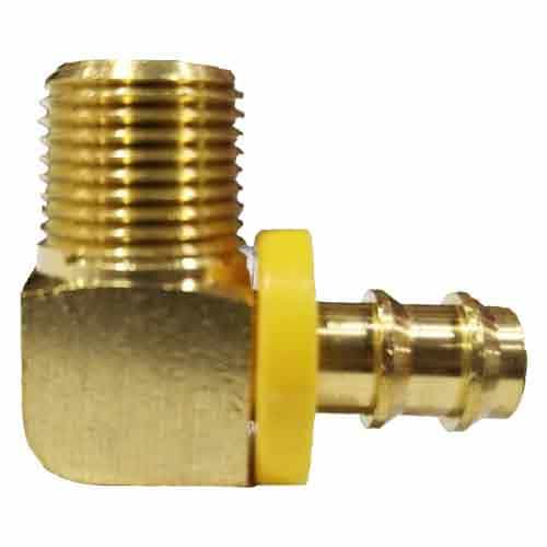 30-376 Push Lock Barb Male Brass Elbow