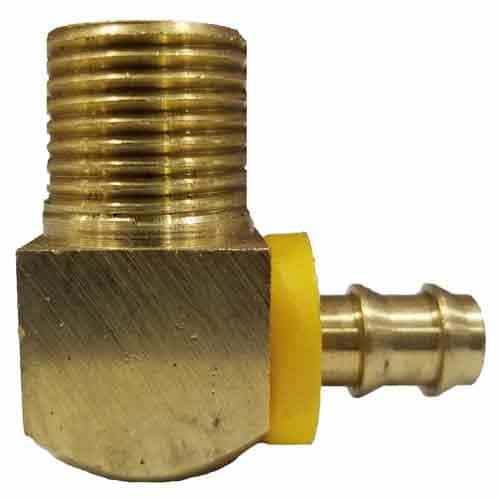 30-377 Push Lock Barb Male Brass Elbow