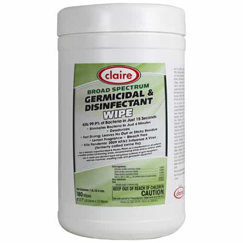 Claire Mfg. CL989 Lemon-Scented Germicidal and Disinfectant Wipes