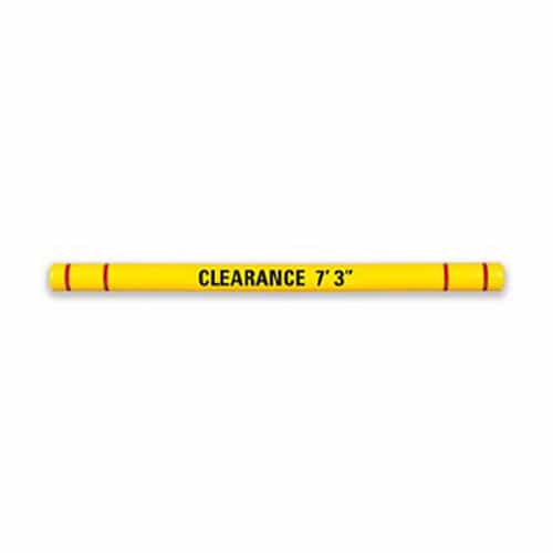 Yellow Height Guard with Black Letters and Red Tape