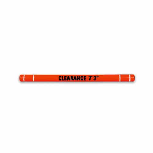 Red Height Guard with Black Letters and White Tape