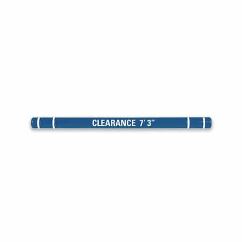 Blue Height Guard with White Letters and White Tape