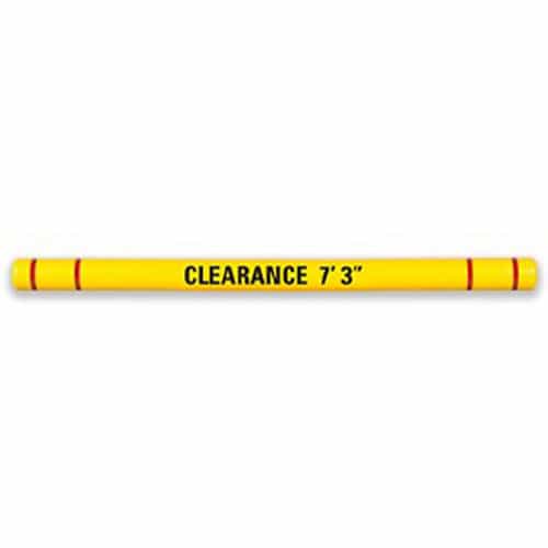 Yellow Height Guard with Black Letters and Red Tape