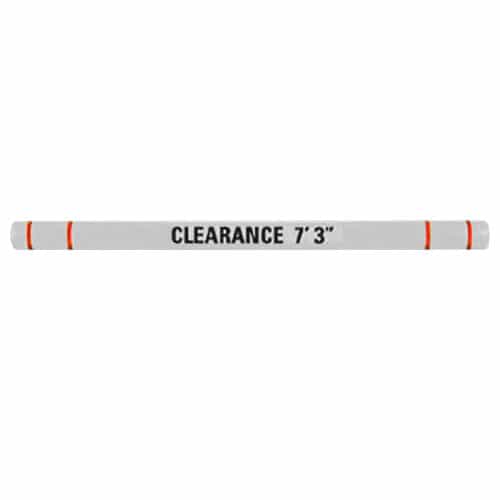 White Height Guard with Black Letters and Red Tape