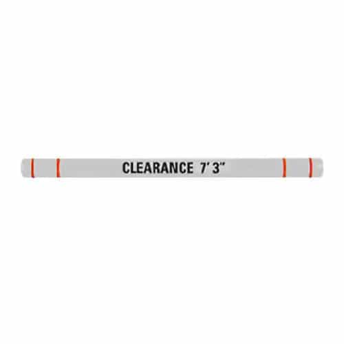 White Height Guard with Black Letters and Red Tape
