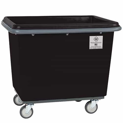 RB Wire 4612PTB Black Poly Bumper Truck, 12 Bushel, Swivel Casters